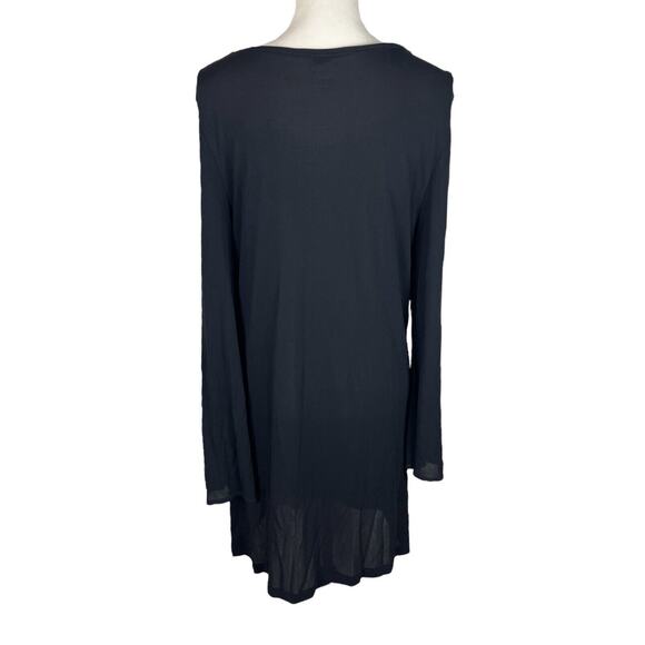 Max Mara Black Semi-Sheer Jersey Shift Dress Long Sleeve Size Medium Italy - Picture 3 of 8